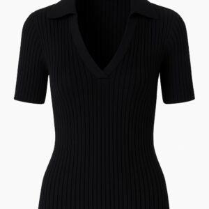 Black Polo Knitted Top