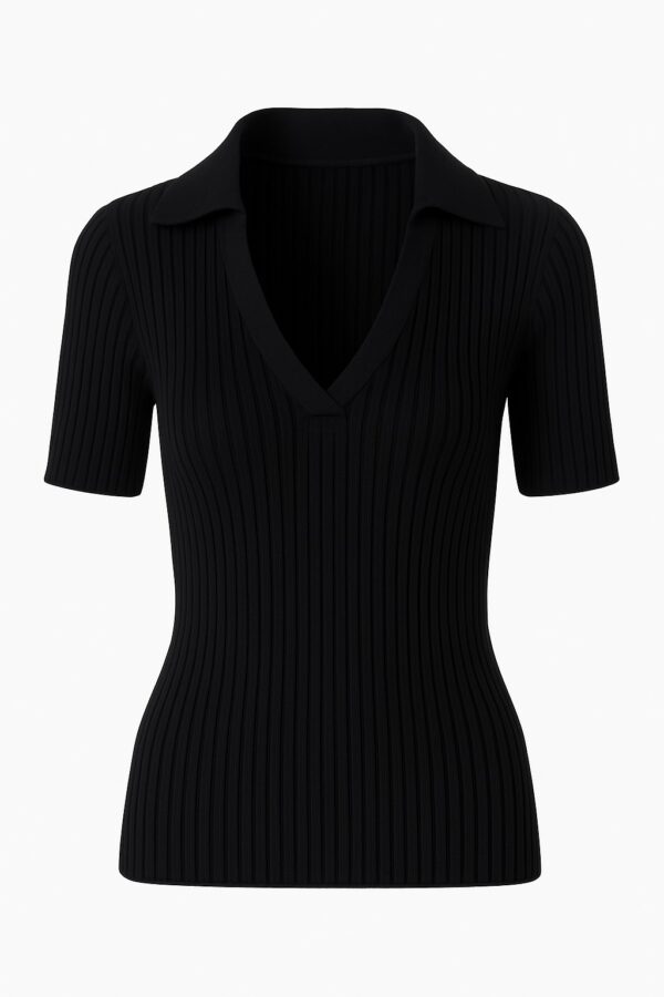Black Polo Knitted Top