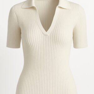 Ecru Polo Knitted Top