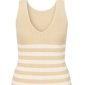 Beige Striped Top
