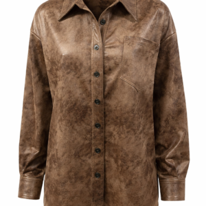 Cocoa Long Faux Leather Jacket